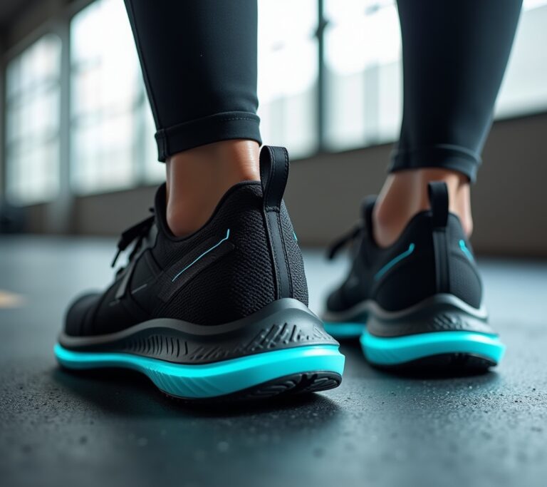 Top-down view of cross-training shoes