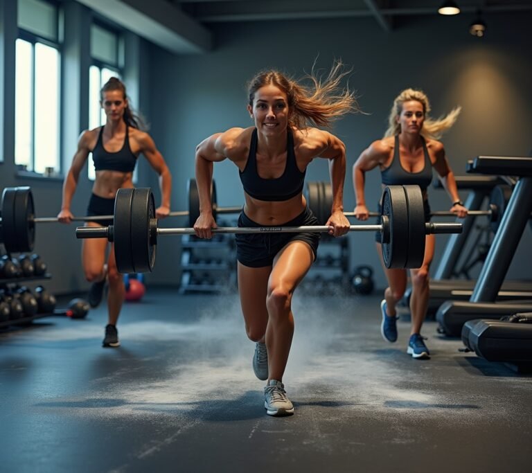 Woman deadlifting in gym