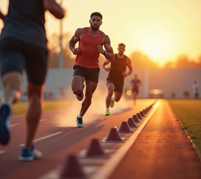 Athlete sprinting on outdoor track