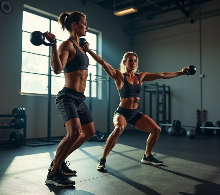 Explosive kettlebell swing at peak