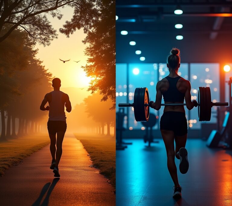 Sunrise outdoor workout scene