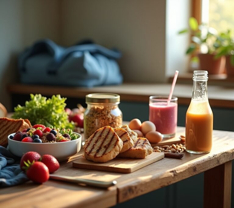 Protein shake with fruit and greens