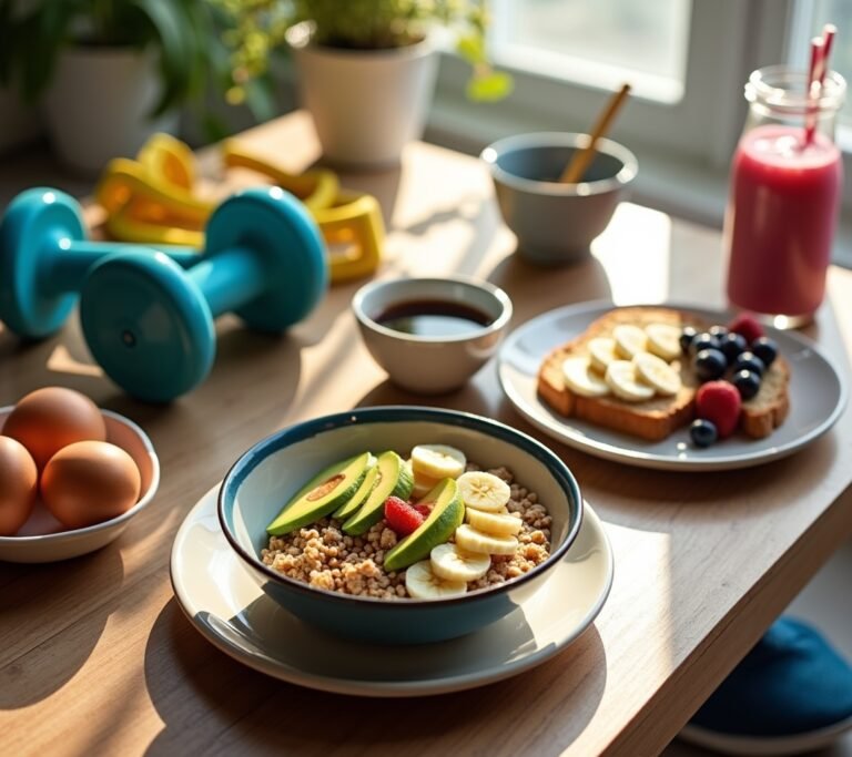 Bowl of oatmeal with banana and nuts