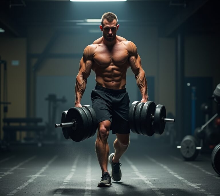 Athlete doing heavy farmer's walk