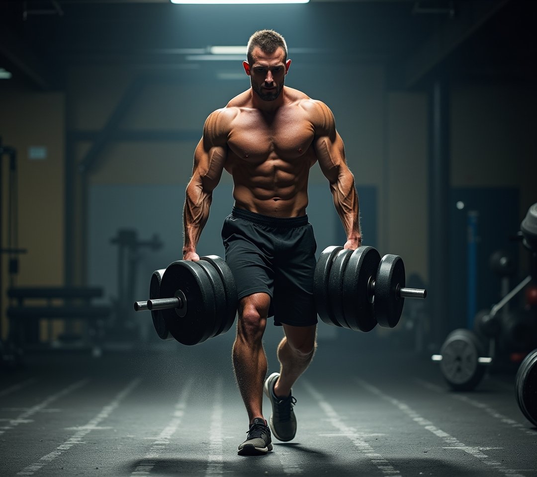 Athlete doing heavy farmer's walk