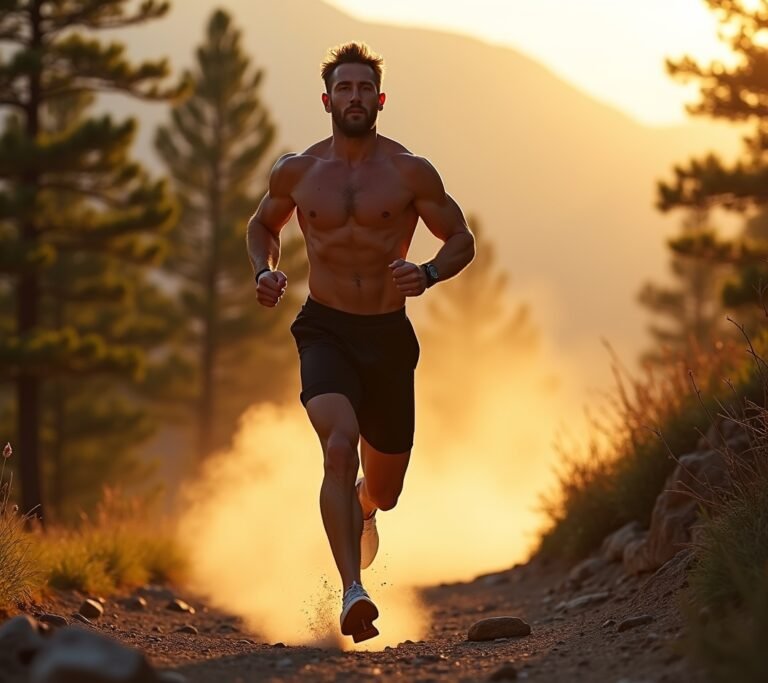 Runner on mountain trail